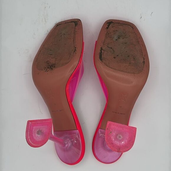Amina Muaddi Lupita Glass Slide Sandals PVC Pink Size 39/ US 9 - Picture 10 of 12